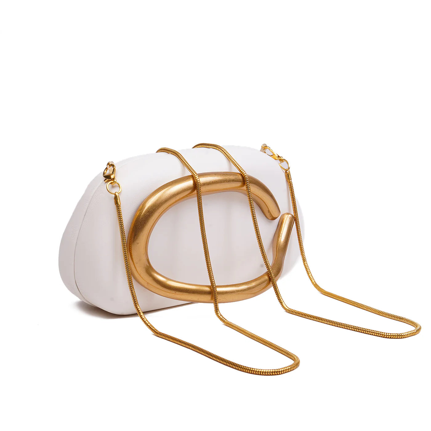White Structured Clutch with Accent