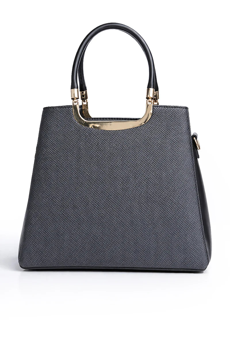 Black Mixed-Texture Shoulder Bag
