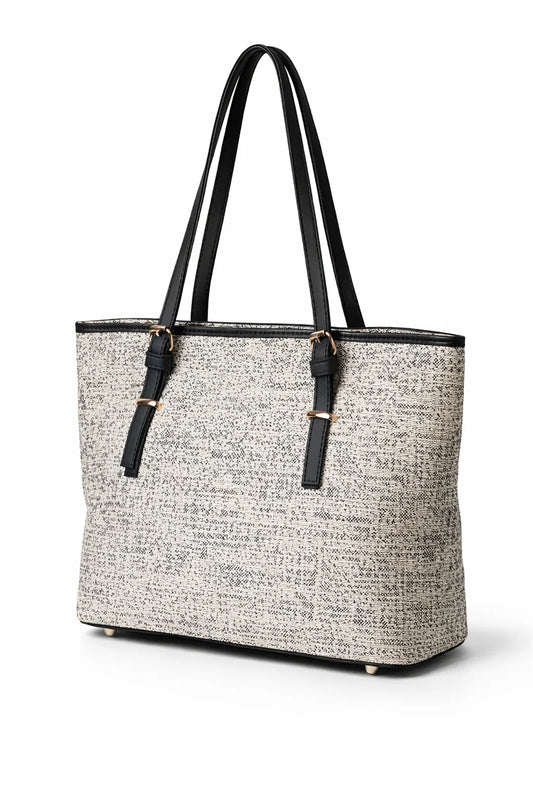 Woven Shoulder Bag with Black Straps